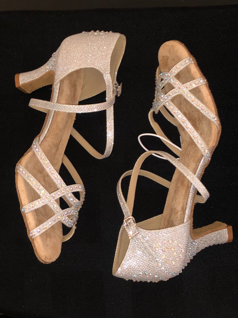 Danceandsway Silver Rhinestone Ballroom Dance Heels Shoes Sz 11 Eu 43 — image 6 of 7